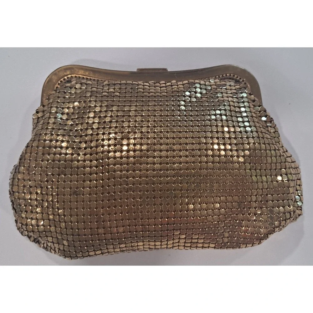 Vintage Whiting & Davis Gold Deco Mesh‎ Bag Purse Jeweled Clasp